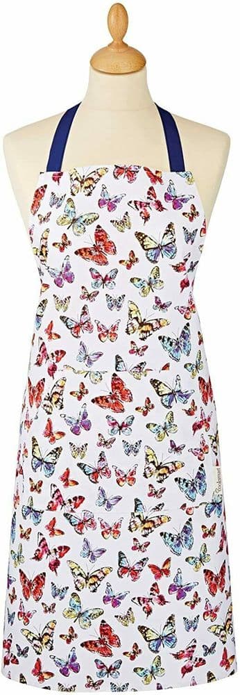 Chef Cotton Apron Cooking Kitchen BBq Butterfly Print With Front Pocket - 154159804032